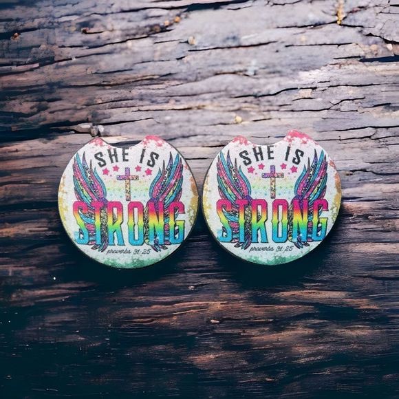 She Is Strong Car Coaster 2 Pack - Picture 4 of 9